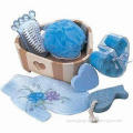 Wooden Bath Gift Set , Includes Bath Natural Sponge, Wooden Massager,